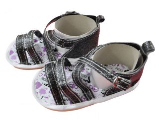 Rocawear Infant Girls Black Glitter Strap Sandals Size 1 2 3 4
