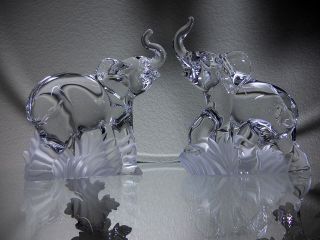 Dazzling Set of NEAR MINT Signed Lenox Crystal Elephants 1993 & 1995