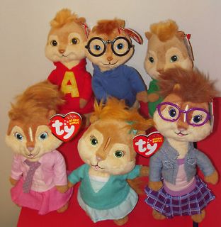 ALVIN,SIMON,THEODORE,BRITTANY,ELEANOR&JEANETTE Beanie Baby Chipmunks