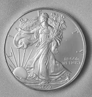 2009 American Silver Eagle .999 fine Silver Dollar Coin 1 oz Troy Old