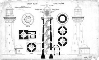 Print. 1880s. NSW, Australia. Plans   Green Cape Lighthouse