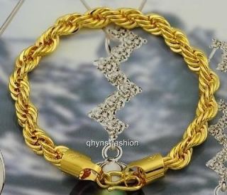 Cool Mens 24K Yellow Gold Filled Rope Bracelet Twist Link Chain 8.86