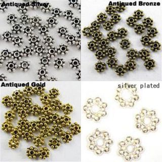 1000 PCS Antiqued Silver Gold Bronze Tiny Daisy Spacer Beads 4mm Free