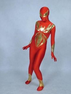 zentai superhero Halloween costumes spider woman gold red size S XXL