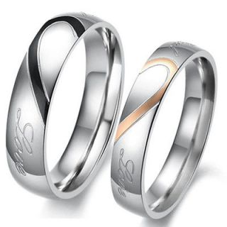 New Heart shaped Titanium Steel Promise Ring Couple Wedding Bands