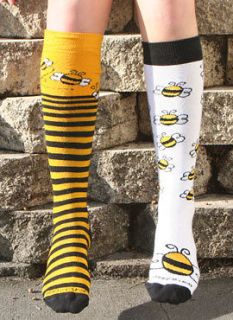Girls Bumblebee Socks Knee High Gold Black, Honey Bee Soccer Softball