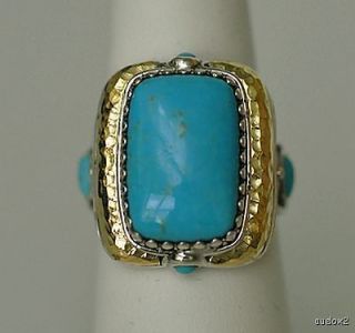New KONSTANTINO Size 9 18K Gold 925 SS Turquoise Womens Ring