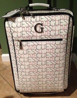 GUESS WHITE LOVE YOU U WHEELED UPRIGHT LUGGAGE TRAVEL CARRY ON