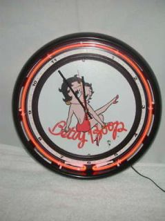 BETTY BOOP Red Neon light Electric 16 WALL CLOCK