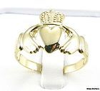 CLADDAGH Irish Mens Wedding Band RING 14k Yellow Gold