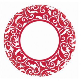 Ruby Wedding Paper Plates   Red Scroll Dinner Plates 40th Anniversary