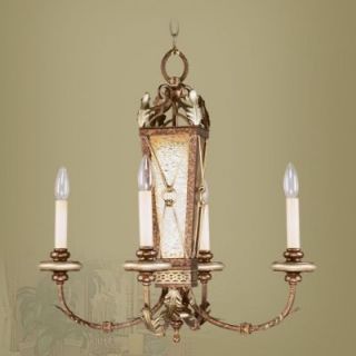 NEW 4 Light Chandelier Lighting Fixture, Gilded Bronze, Antiqued