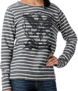NWT Obey Eagle Striped Pullover Sweatshirt sweater Junior Women XSmall