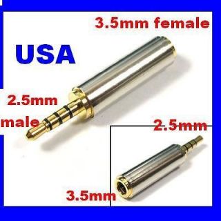 2x Gold 2.5mm Male to 3.5mm Female Stereo Audio Headphone Jack Adapter