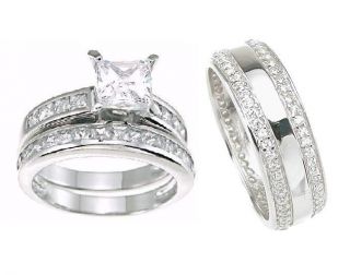 His and Hers Wedding Rings Bands Matching Set Womans Size 5 12; Mans