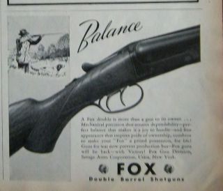 1943 Savage Arms Fox Double Barrel Shotgun Ad