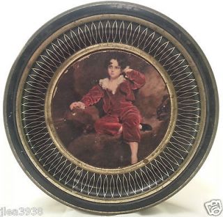 VINTAGE COOKIE BISCUIT TIN BLACK GOLD BOY WITH RED VELVET CLOTHING 12