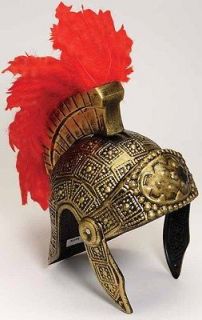 Roman Spartan Helmet Gold W Red Feathers 20799