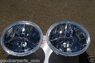 UNITS GLASS 7 inch Tri Bar Diamond Headlight Pilot Light Blue Dot 2