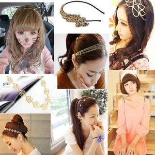 Various Star Crochet Hollow Rose Flower Ribbon Cat Ear Chains Headband