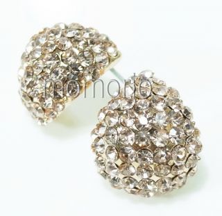 light crystal disco bean water drop ball studs ear ring Champagne gold