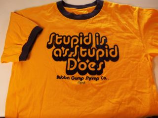 Shirt bubba gump stupid is as stupid does maui art gold size m medium