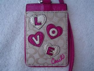NEW AUTHENTIC COACH HEART APPLIQUE LANYARD ID. HOLDER #63220