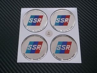 Newly listed 4x SSR WHEEL CENTER CAP RESIN DECAL / STICKER 60mm SILVE