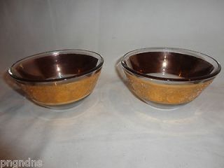 PAIR OF CULVER LTD VINTAGE 5 BOWLS WITH GOLD FRUIT BAND