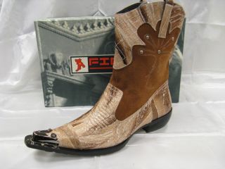 Fiesso New Brown Croco Print with Suede Boots FI 6054