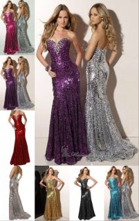 New Womens Sequin Wedding Evening Formal Prom bithday Party Long