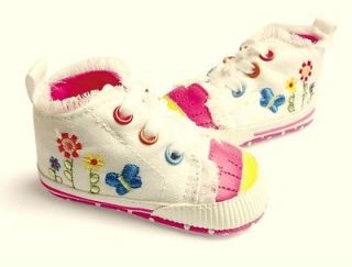NEW ZARA Baby Girls Floral Garden Raw Edges Sneakers 0 18 months size