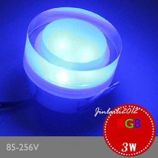 Round Shape 3W RGB Acrylic LED Ceiling Light Bulb Fixture Lamp 85 265V