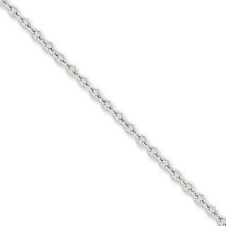 14k White Gold Diamond Cut Round Open Link Cable Chain Necklace
