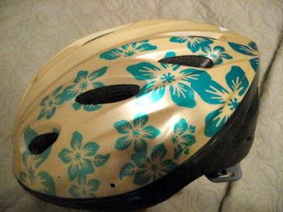 Bicycling Helmet Aero M135Y   Youth   Color Gold with Blue Flowers