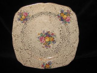 Vintage H&K Tunstall England 12 in. CAKE PLATE DECO FLORAL DAISY