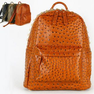 NWT Korean Ostrich Studs Backpacks Womens Mens Unisex Faux Leather