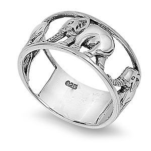 Sterling Silver Elephant Ring   Available Sizes 5 6 7 8 9 10
