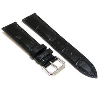 20mm Black Leather Men Watch Band Strap CROCO Black Fits Tissot Watch