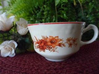 VTG 1930s CROOKSVILLE China Co Orphan Teacup Rust Flowers Embossed G