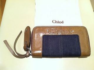 CHLOE Chloé FULL SIZE WALLET NEW VINTAGE LEATHER & DENIM COMES W