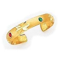 14k Yellow Gold Enamel Diamond Cut Toe Ring