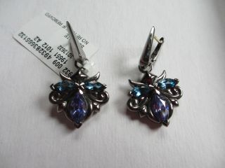 Stephen Webster designer earrings blacken sterling silver iolite