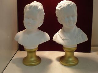 The unmarked Bisque Busts of a Victorian Girl & a boy.