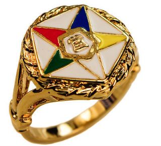 Freemasonry Order of the Eastern Star Ring OES 18K gold overlay size 5