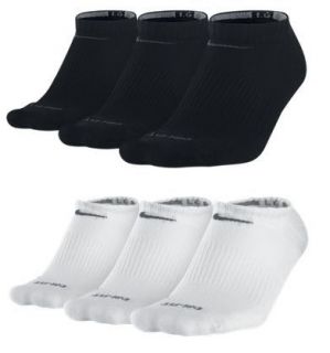 NEW Men Nike 3 pk Dri Fit No show Socks Black or White Size L Shoe