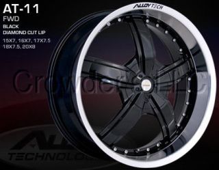 Alloy Tech Car Wheel Rim AT 11 Black 18 in 5 Lug