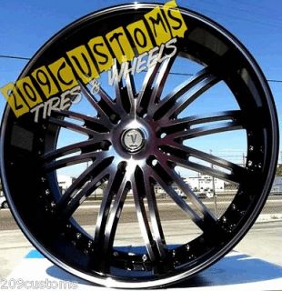 24 INCH TIRES AND WHEELS VW865 BLACK ESCALADE 2002 2003 2004 2005 2006