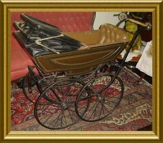 ANTIQUE Edwardian French Pram Carriage C1895 1910.Made by La Sociable