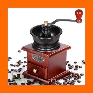 MINI Old Vintage Style Hand Operated Wooden Burr Bean Coffee Shop
